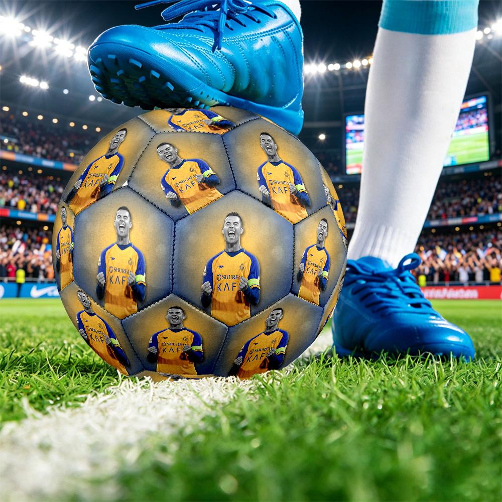 Cristiano Ronaldo Printed Size 5 Soccer Ball Wear Resistant Standard Adult Training Football Fan Gift for Indoor Outdoor Match Sports