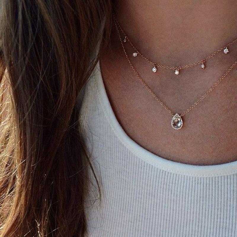 Multilayer Trend Elegant Jewelry Long Snake Chain Crystal Star Pendant Necklace Unquie Women Necklace N0308