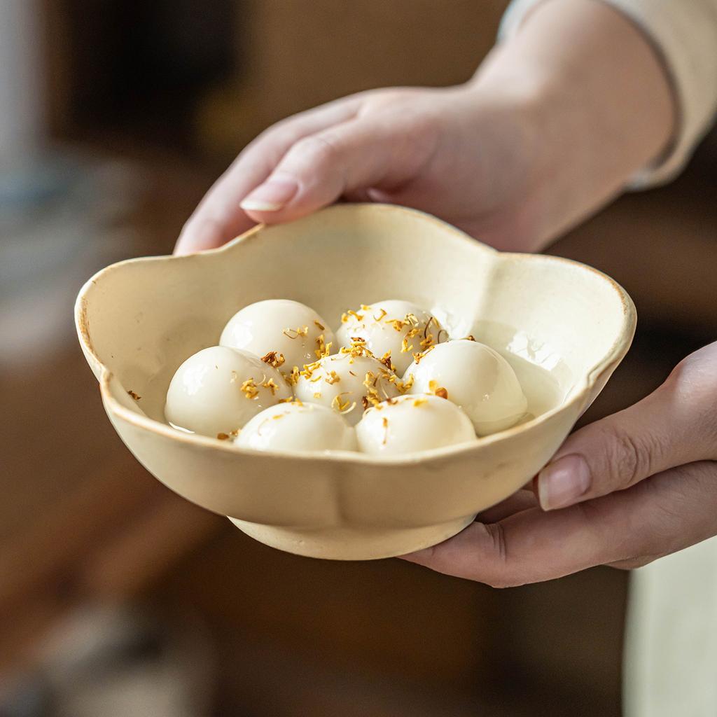 Coarse Pottery Rice Bowl Household Japanese Tableware Ceramic Small Bowl High Value Flower Bowl Commercial Dessert Bowl Personal Bowl