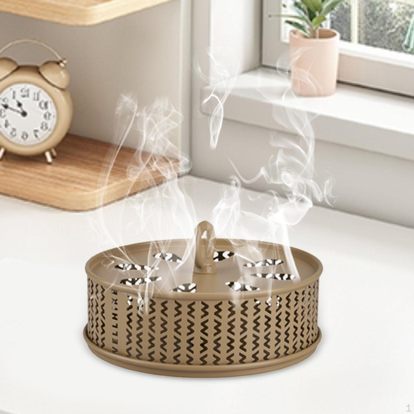 

Coil Holder Box Metal Portable Classical with Cover Tray Incense Burner for Indoor хакі