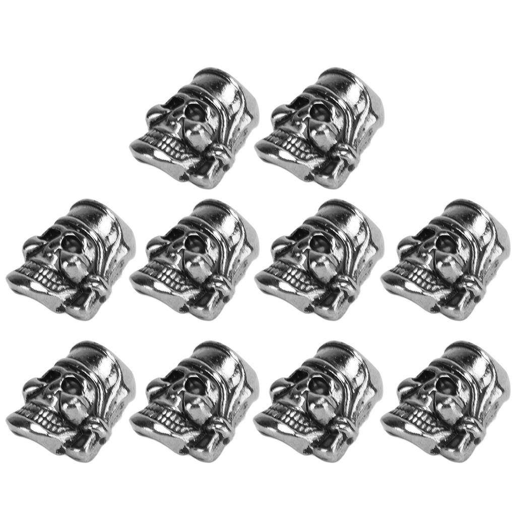 10Pcs Paracord Beads Metal Skull Pendant Buckle 4.5mm Hole for Knife Lanyards DIY Tool