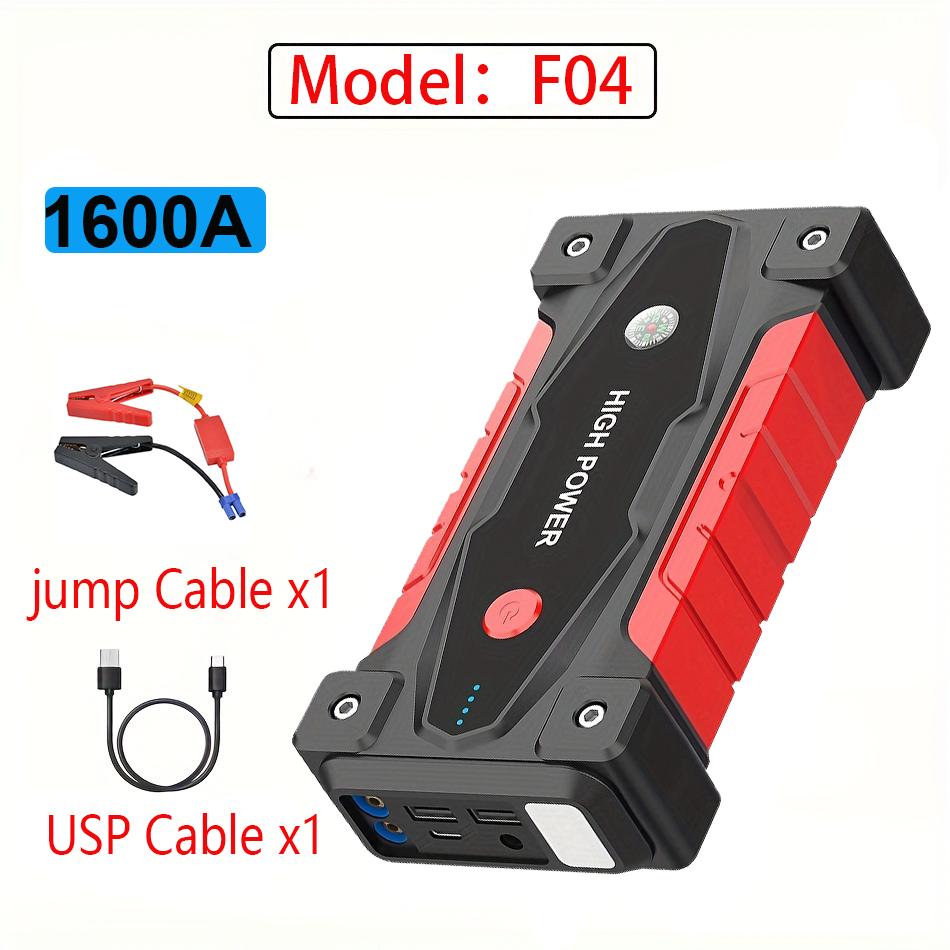 

Пусковое устройство Peak Car Jump Starter 1600A для бензиновых двигателей 4,0 л/дизельных двигателей 2,0 л - с функцией аварийного молотка, совместимо с двумя USB-портами и функцией быстрой зарядки QC3.0 20000mAh красный