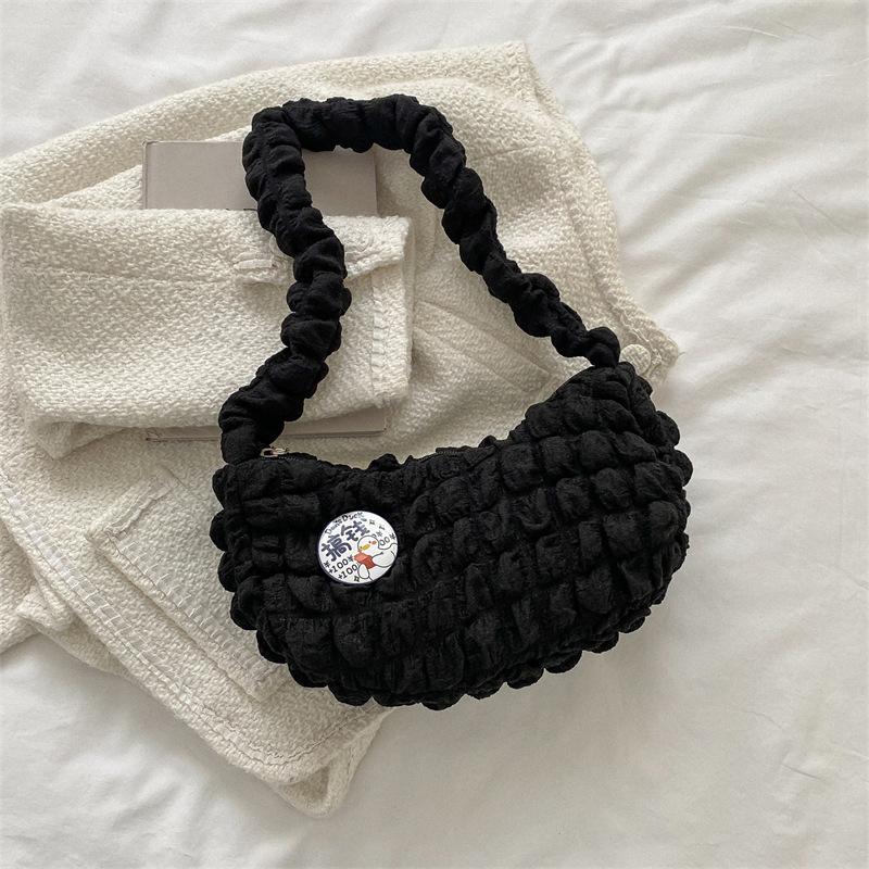 Pleated Cloud Underarm Bag Solid Shoulder Bag Commuter Pleated Bag Shopping Bag Girl Heart Backpack