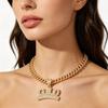 Men's Hip-Hop Style Gold Plated Link Chain Necklace with Alloy Crystal/Rhinestone Inlay GED Letter Pendant