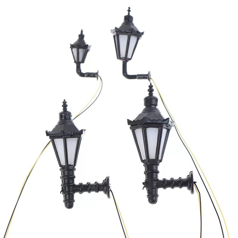 Mini Architectural Courtyard Wall Lamp Light Model Black Outdoor Lamp Dollhouse For Kids Children Adults