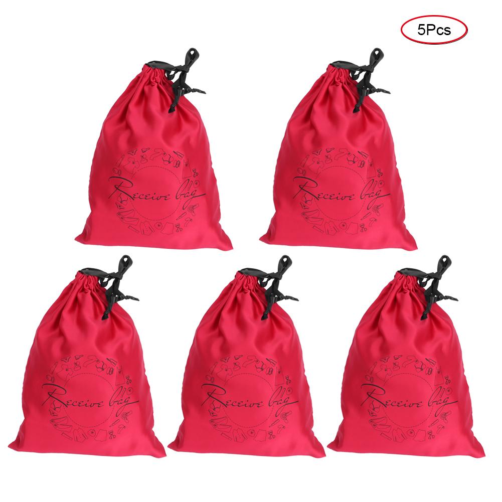 5 Stück Multifunktionale Polyester-Kordelzugbeutel zur Aufbewahrung von Schmuck, Unterwäsche, Kosmetika, Parfüm Rot