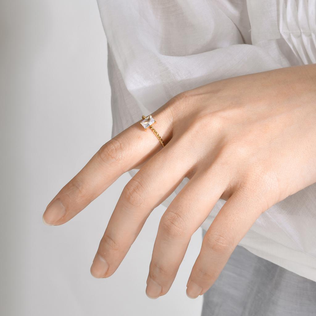 Bague Carrée Chic Blanche Zirconium Cubique AAA pour Femmes, Anneaux de Mariage en Acier Inoxydable, Bague de Doigt, Cadeau de Fête pour Elle Bijoux
