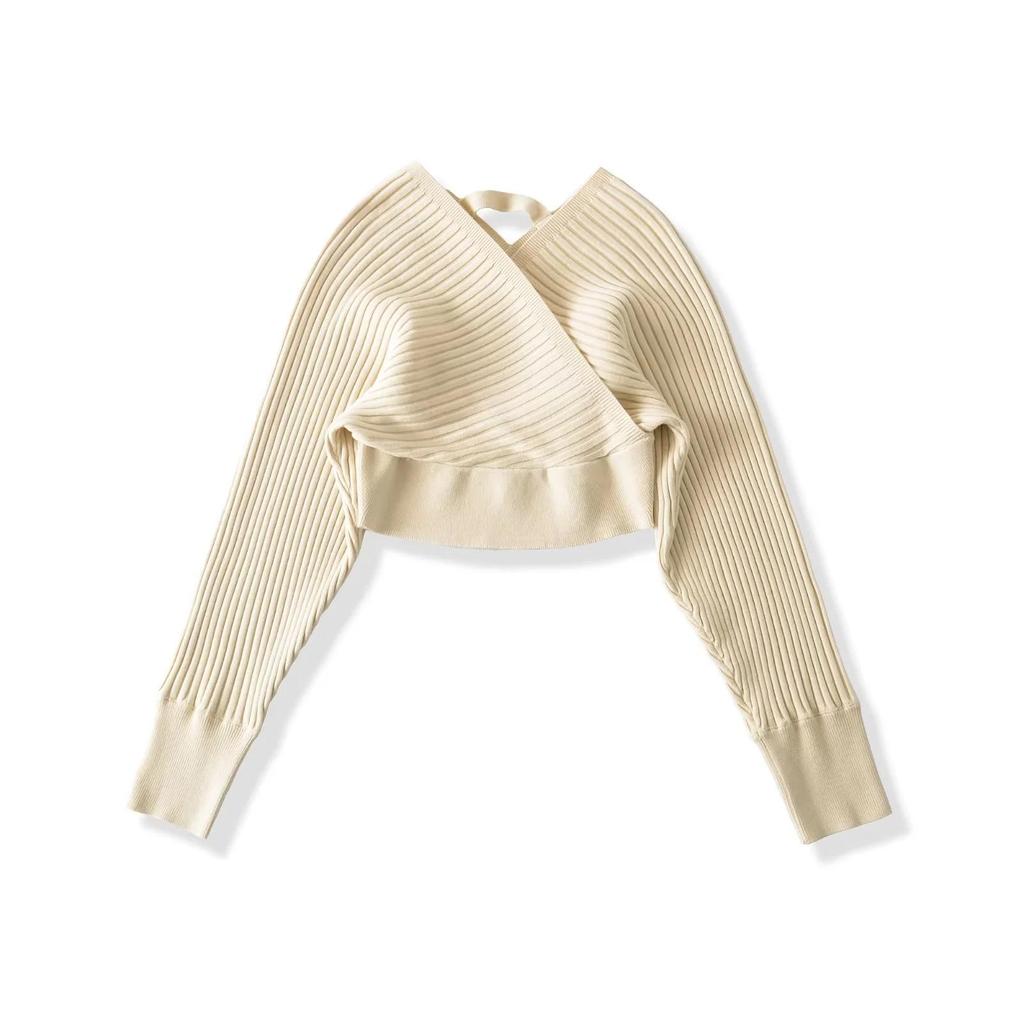Women's One-Shoulder Long Sleeve V-Neck Waist-Cinching Knit Sweater - Slimming Ribbed Off-the-Shoulder Top