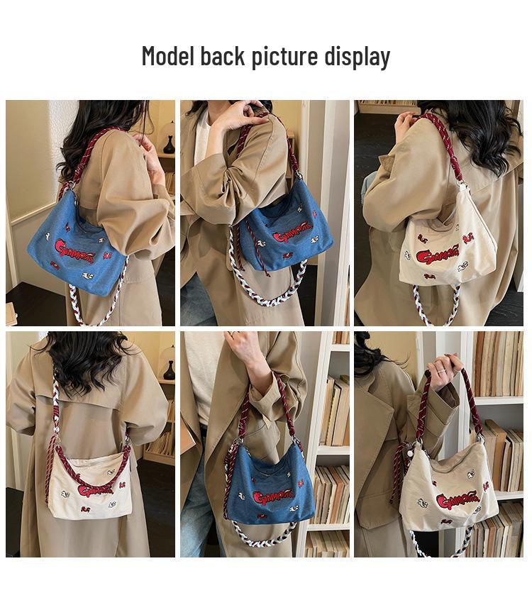 Spring Eco-friendly Japanese Embroidery Women's Versatile Shoulder & Crossbody Tote Bag