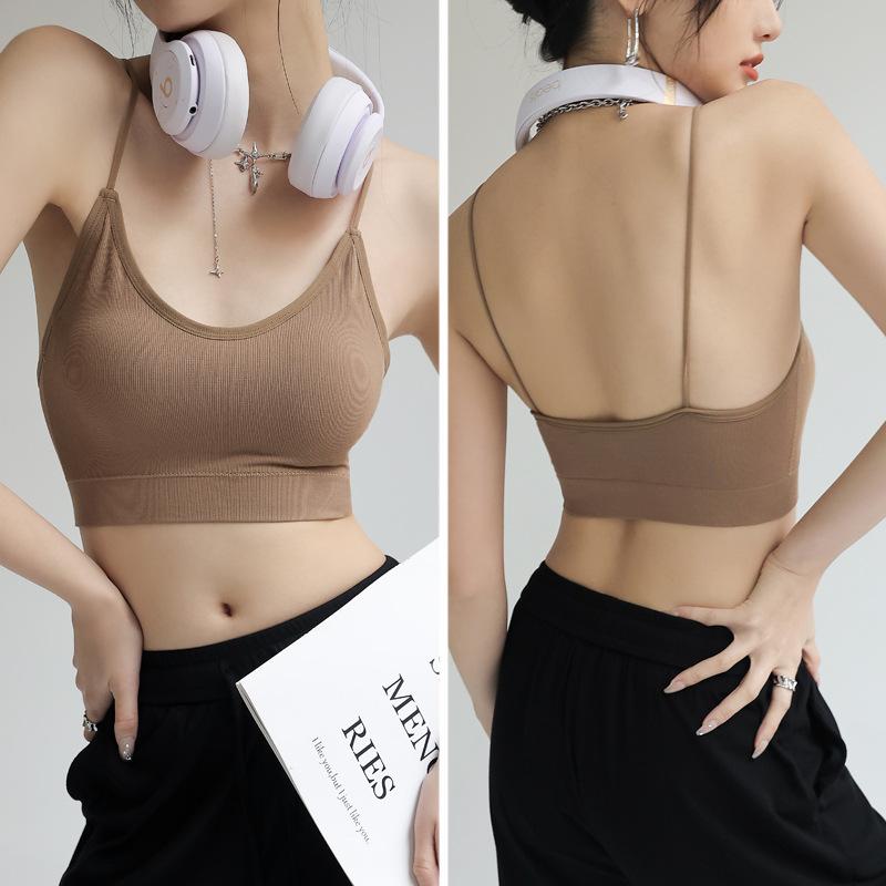 With Chest Pad Simple Thread Bottom Small Strap Vest Female Summer On The United States Back Underwear Can Be Worn Outside Sports Wipe Chest