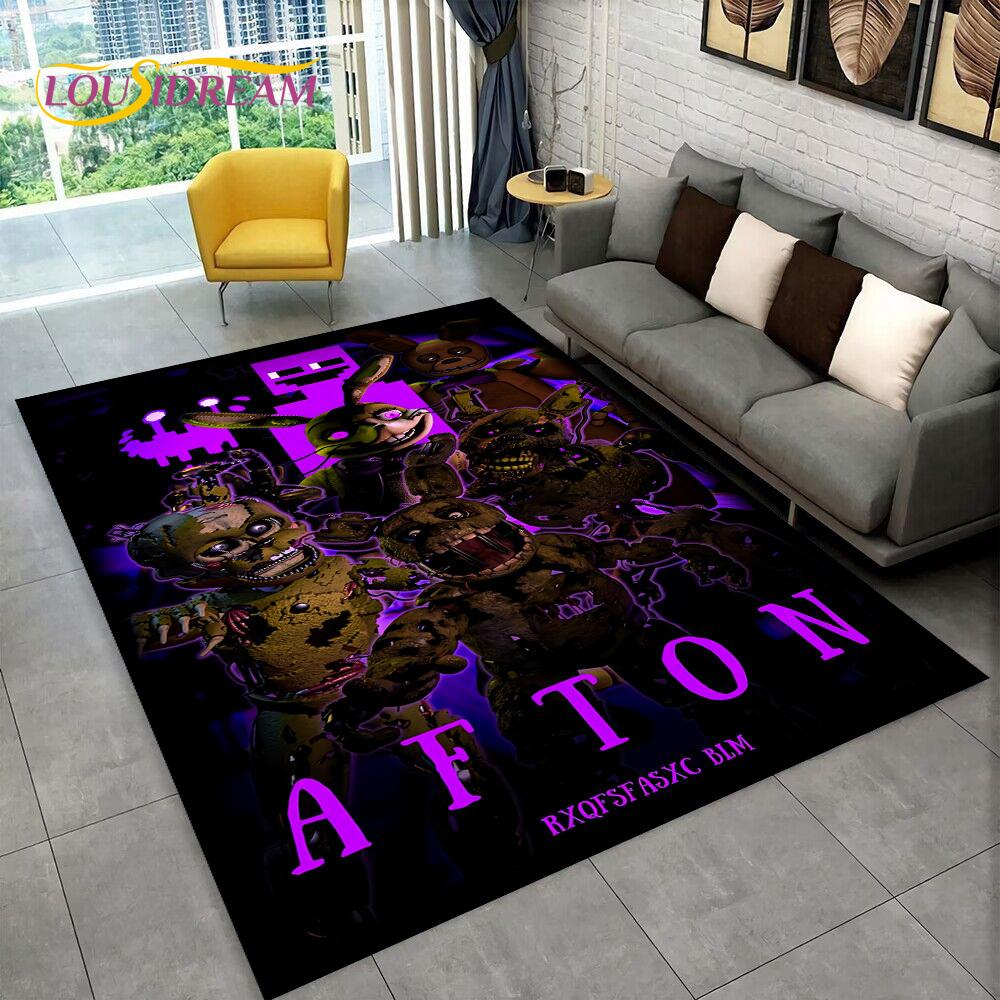 Horror Game FNAF Movie Freddy Bonnie Carpet Rug for Home Living Room Bedroom Sofa Doormat Decor,kids Play Area Rug Non-slip Mat
