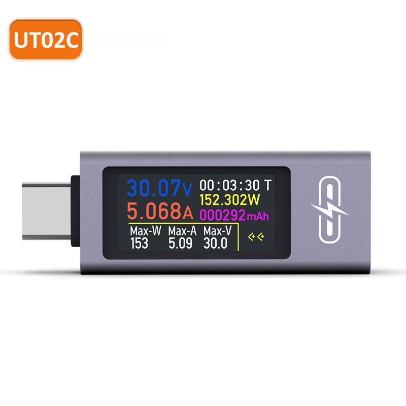 UT02C/UT03C Type-C Multi-function Digital DC Voltage Ammeter Power Meter DC4-30V 12A Voltmeter Ammeter Charger Capacity Tester