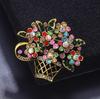 Vintage Colored Rhinestone Flower Brooch Wedding Party Banquet Casual Jewelry Gift Basket Brooches Women Beauty Sparkling Flower