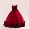 Flower Girl Princess Dress For Weddings Kid Formal Bow Long Gown For School Evening Party Children New Year Cloth