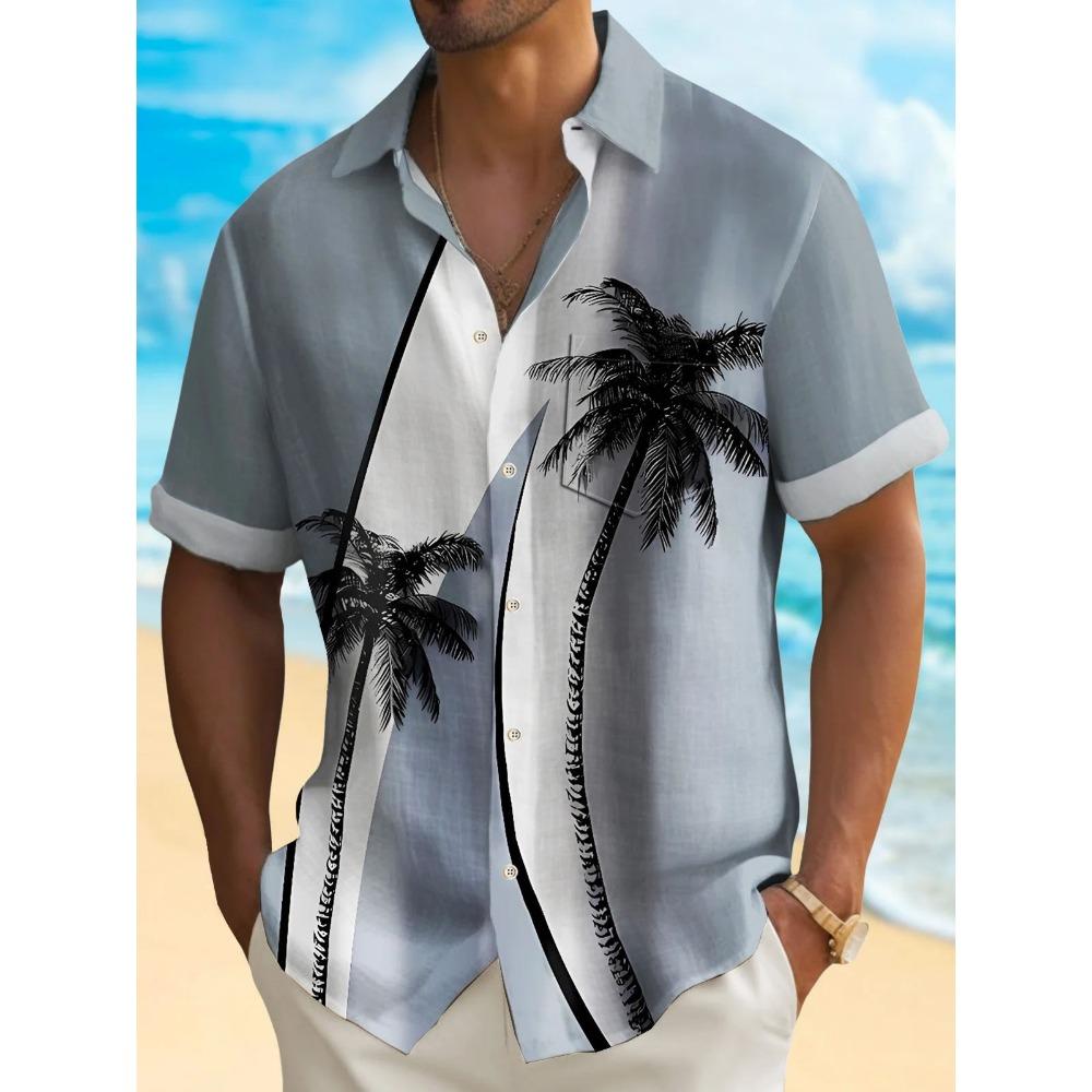 Nuova Camicia da Uomo Hawaii Primavera/Estate Moda Tempo Libero Passeggiata in Città Turista Spiaggia Stampata Completamente Aperta Manica Corta Bottoni, Spedizione Rapida