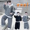 2025 Boys' Spring & Autumn Two-Piece Set - Fashionable Shirt Collar & Knitted Design
