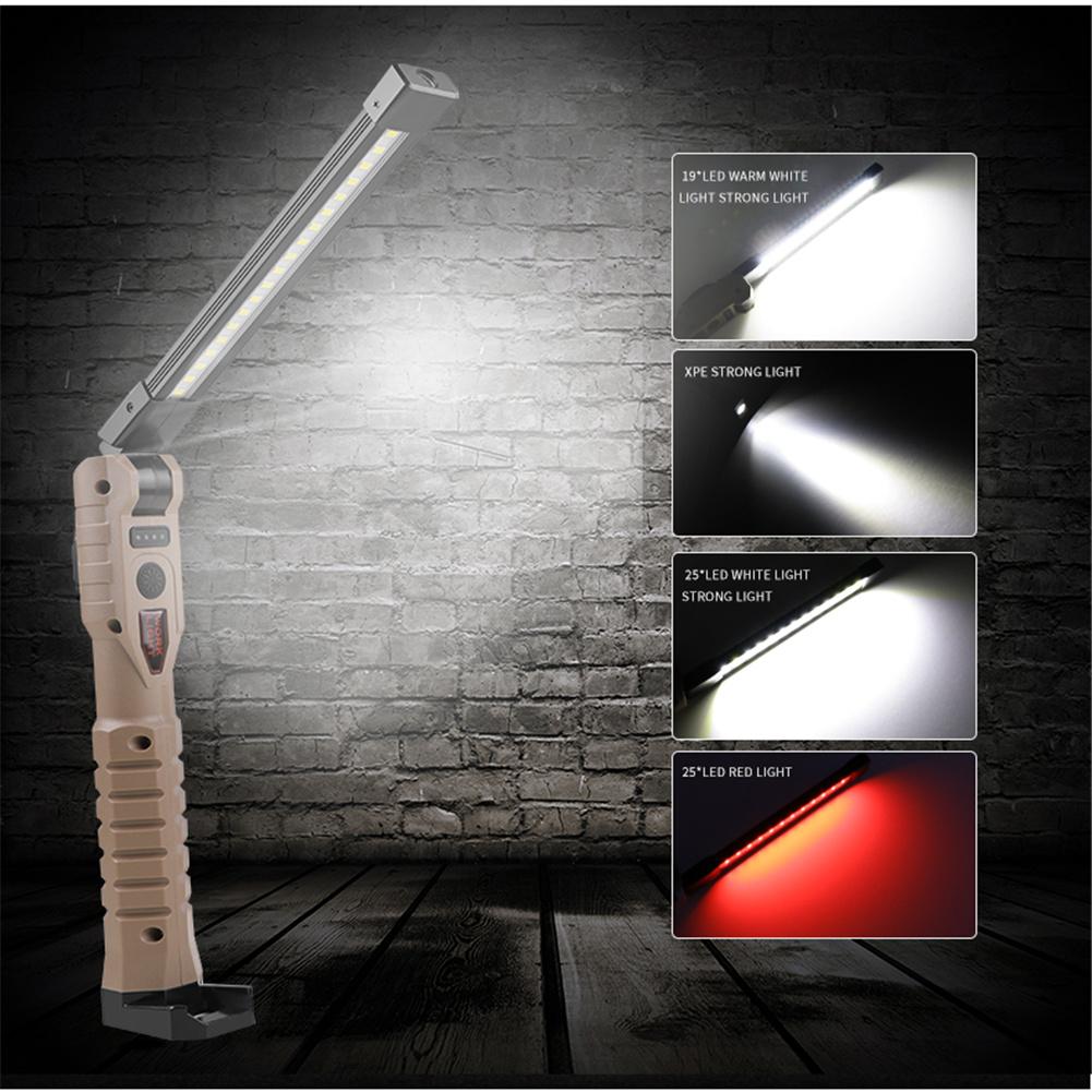 Foldable Led Work Light Hand-held 180 Degree 300-500lm Ipx4 Waterproof Type-c Rechargeable Lamp