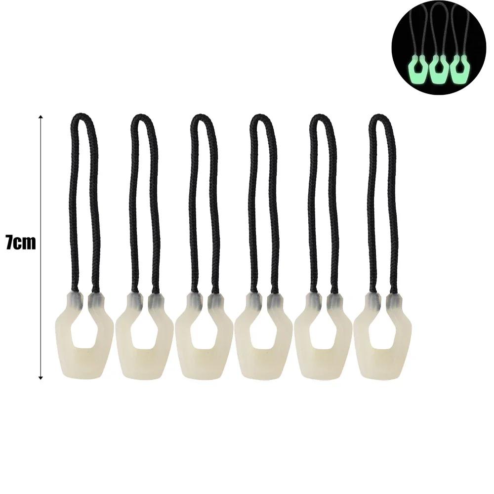 6Pcs Luminous Zipper Pullers Convenient Zippers Extension Knapsack Jacket Tent Zipper Pull Slider Head Tool Luggage Accessories