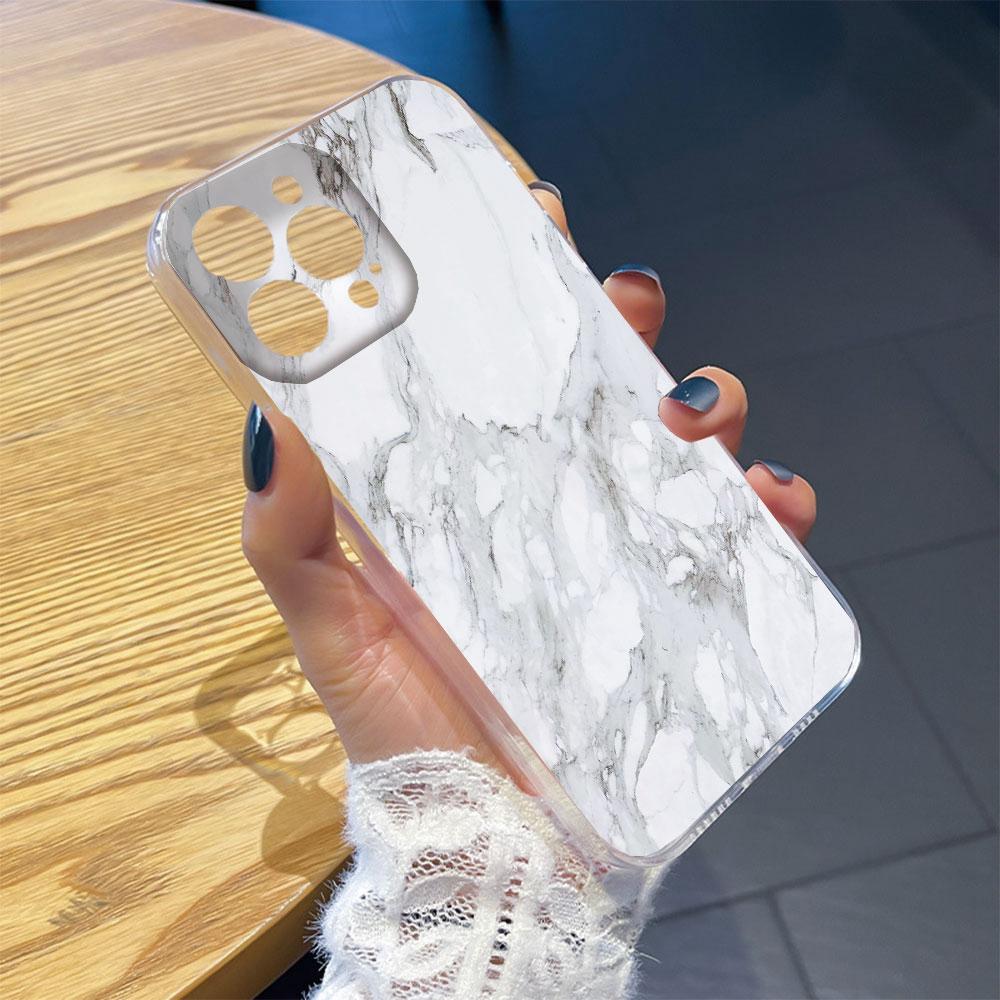 For iphone 13 Pro Max 11 12 Pro White Leopard Marble Artistic Women Phone Case Transparent Clear Silicone Shockproof Soft Cover