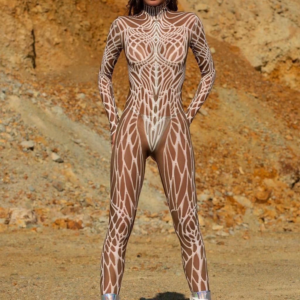 Unisex Cyber Punk 3D Digitaltryck Halloweenfest Rollspelsdräkt Kvinnor Män Cosplay Kostym Karnevals Jumpsuit