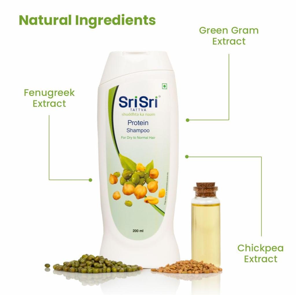 Sri Sri Tattva Protein Shampoo For Women And Men Smoothening Frizz Control Nourishing Daily Hair Care Pack Of 3X 200 Ml