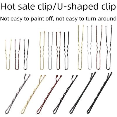 Multicolor Black Wave Hair Clips: One-Line, U-Shaped, Gold & Silver, Steel, Ball Head, Hairpin Set