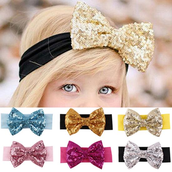 Buy Baby Infant Girl Hair Band Sequined Bow Headband Bowknot Accessory