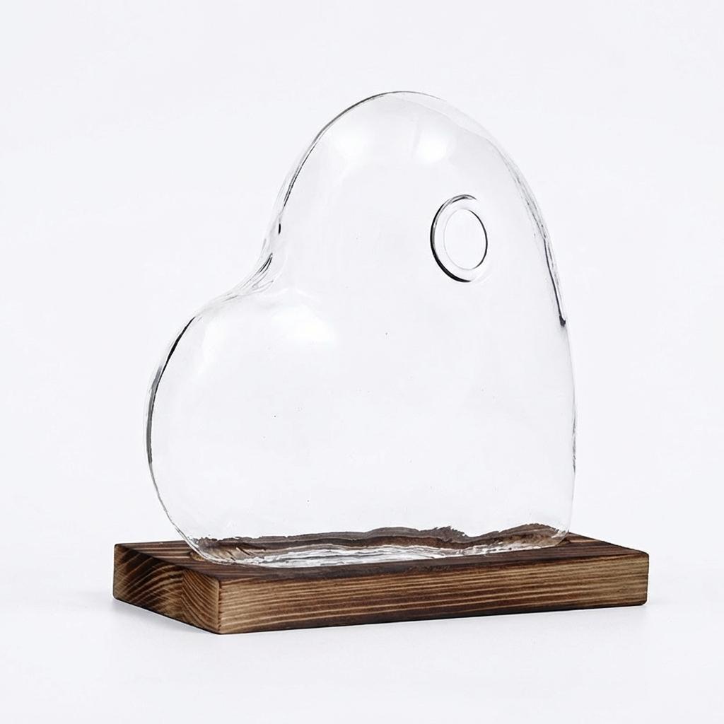 Nordic Style Glass Vase Heart Shape Design for Hydroponic Plants Desktop Decoration