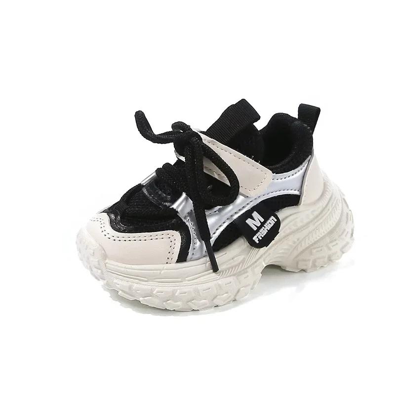 Students Sports Shoes Thick Soft Sole Children Running Shoes Mesh Breathable 2025 New Fashion Kids Sneakers Handsome Trendy