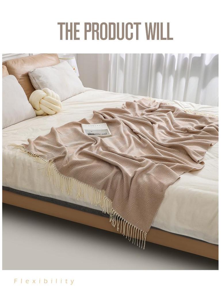 Sofa Throw & Bed Runner - Woven Air Conditioning Shawl for Summer Naps