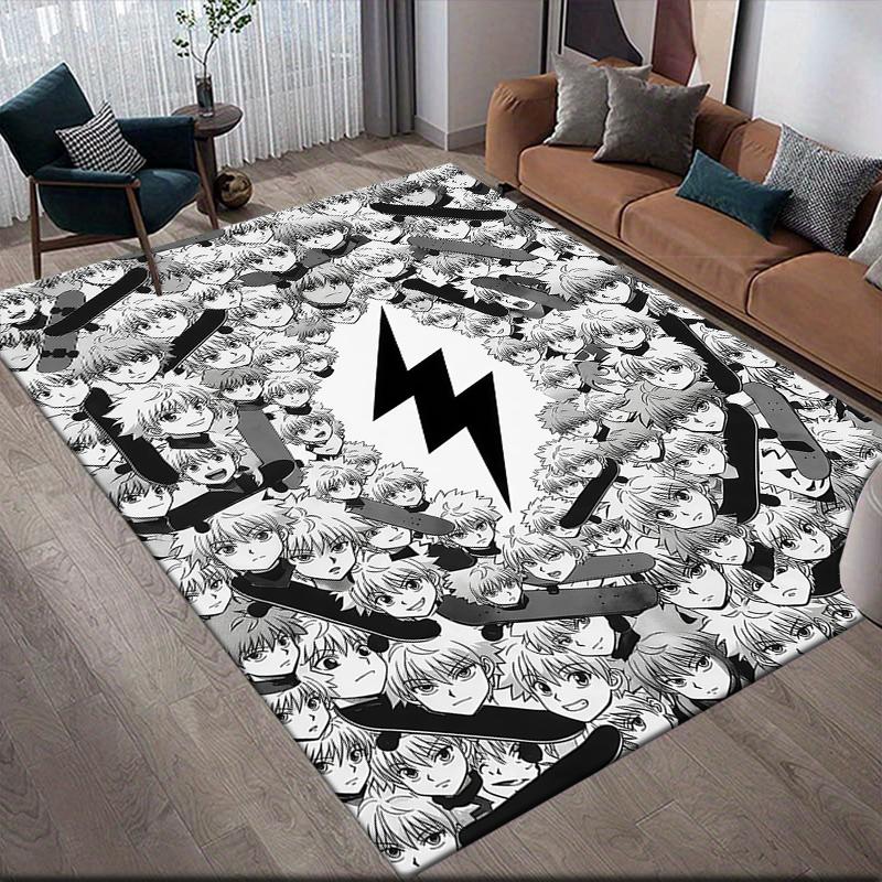 Killua Zoldyck Home Sofa Decoration for Living Room & Bedroom, Non‑Slip Play Flannel Floor Mat for Game Room