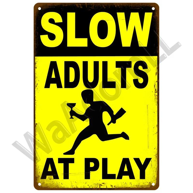 Metal Sign Plaques Kids And Pets At Play Warning Tin Sign Caution Slow Down For Street Lawn Neighborhoods Reflective Safety Sign