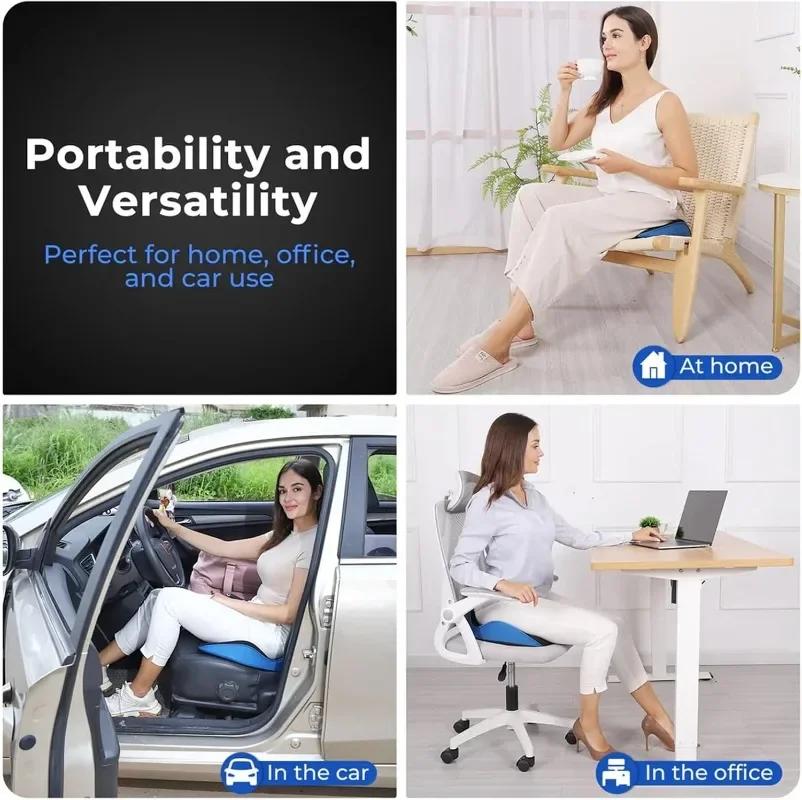 Memory Foam Seat Cushion Sitz Orthopedic Lumbar Support Pillow with Ergonomic Coccyx Cutout Comfort for Office Car Chair Travel