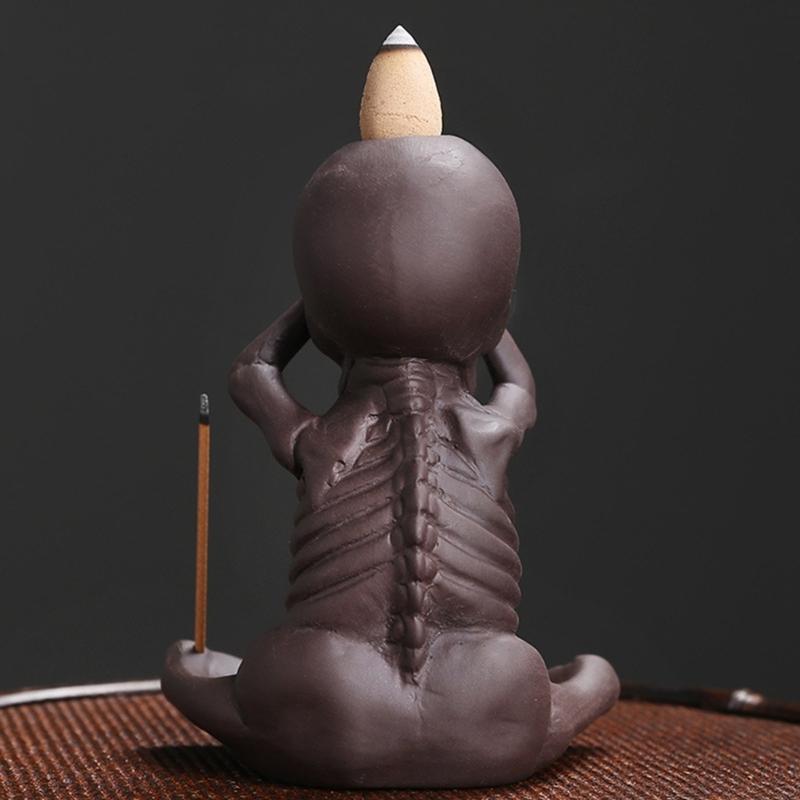 Skull Shape Backflow Incenses Cones Holder, Ceramics Furnaces Incenses Burners Holder for Home Craft