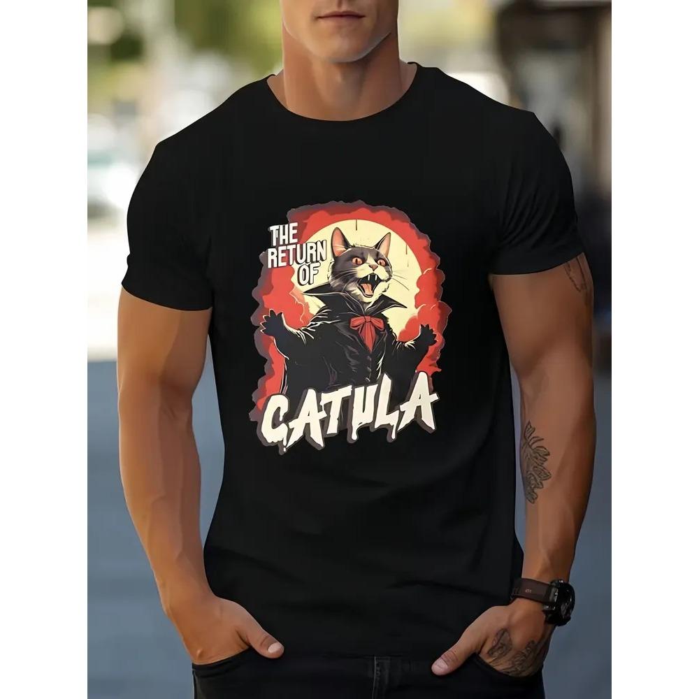 Creative Letter Animal 3D Print Short Sleeve T-shirt Summer Comfortable Fashionable Breathable Plus Size Casual Versatile Sports Men's T-shirt