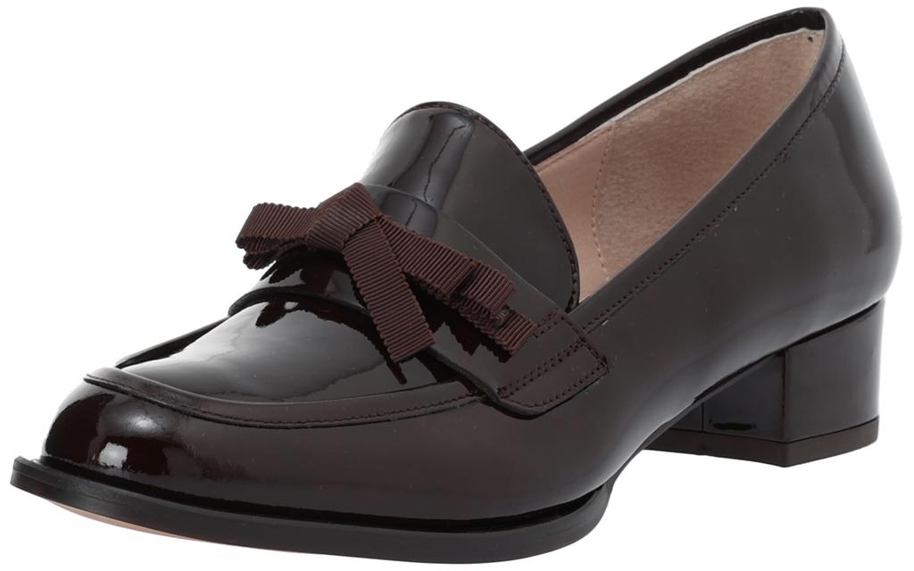Lanvin en Bleu Ribbon Motif Size Dark Brown Size E Women's Loafers, 2783, Enamel, 24.0 cm,
