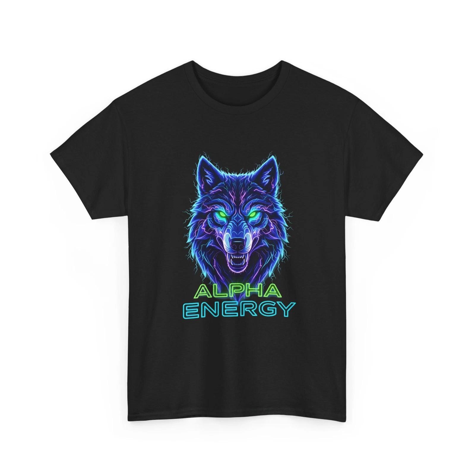 Wolf Alpha Energy T-Shirt | Cool Wolf Animal Graphic T-Shirt Gift For Men/Women L