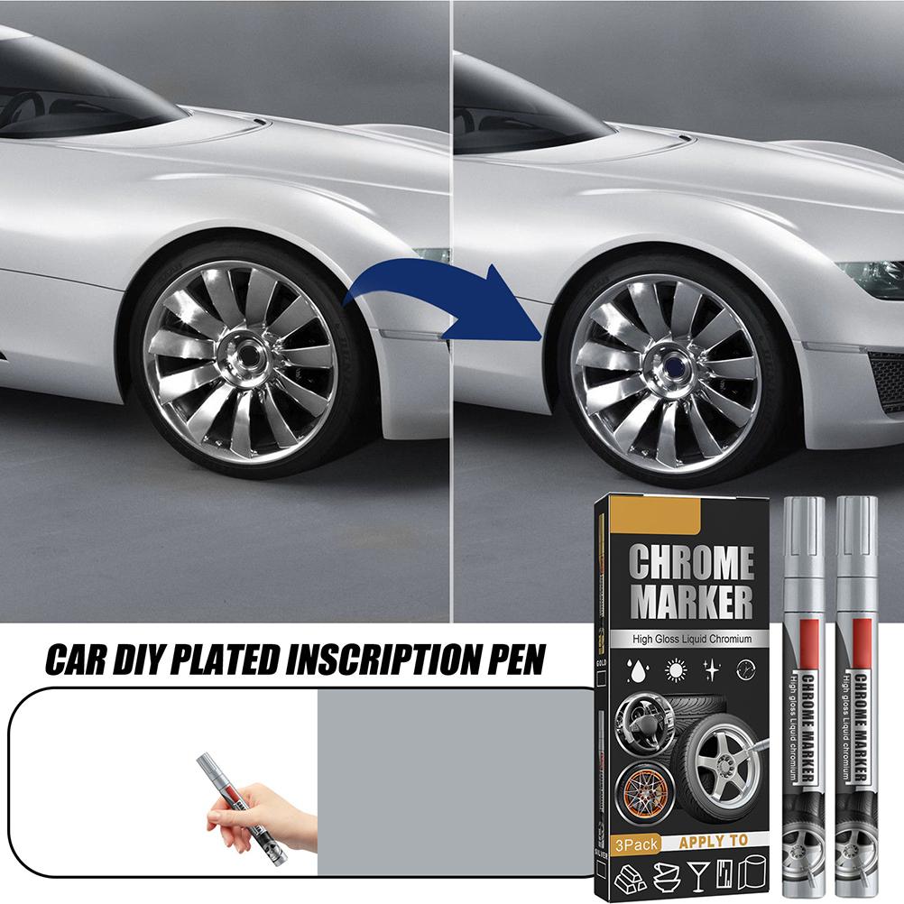 3Pcs Car Repair Paint Scratch Remover Paint Pen High Gloss Liquid Chromium Marker Chrome Marker Pen
