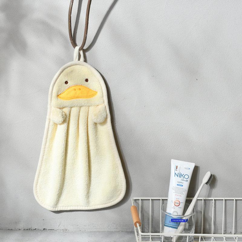 Hangable Coral Fleece Hand Towel Cartoon Animal Hand Towel Kitchen Bathroom Absorbent Towel Handkerchiefs