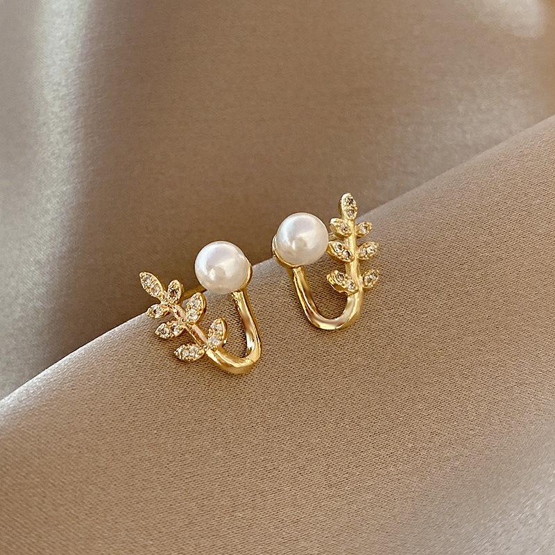 

Trend Elegant Imitation Pearls Full Zircon Ball Stud Earrings for Women Jewelry Gifts