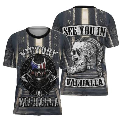 Viking Efsanesi Valhalla Totem Tişörtler 3D Erkek Kişilik Sokak Giyimi O-Boyun Y2k Üstler Yaz Modası Havalı Dövme Unisex Giyim