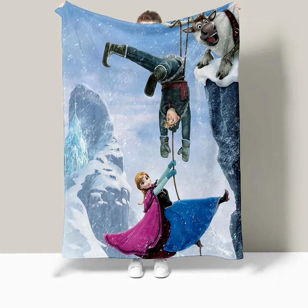 Frozen Elsa Cartoon Printed Blanket Oversized Bedding Sofa Soft Travel Warm Flannel Bedroom Blanket Children Girls Gift