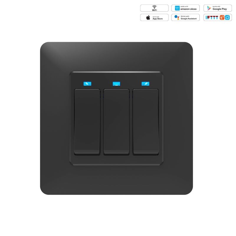 86 Type 3-Gang Smart Wireless Modern Wall Switch for Smart Life WiFi Zigbee DIY Tempered Glass Push Panel 10A Rated Current Easy