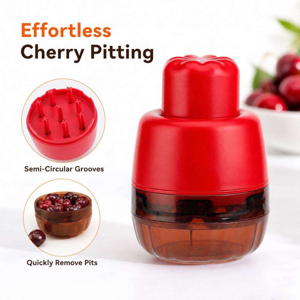 7-Hole Press Pitter Tool, Manual Remover for and Dark Cherries