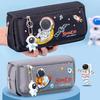 Cartoon Space Astronaut Pencil Case Large Capacity Canvas Pencil Bag Kids School Office Supplies Student Cartoon Stationery Bag