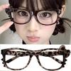 Hot Girls Leopard Print Bow Myopia Glasses Women Fashion Vintage Cartoon Cute Large Oval Frame Eyeglasses  Eyeglass Frames