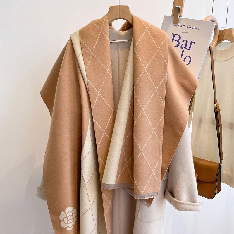 Luxury Autumn Winter High-Quality Shawl Women'S Scarf Office Blanket Imitation Cashmere Tassel Fashionable Thick Warm Scarf