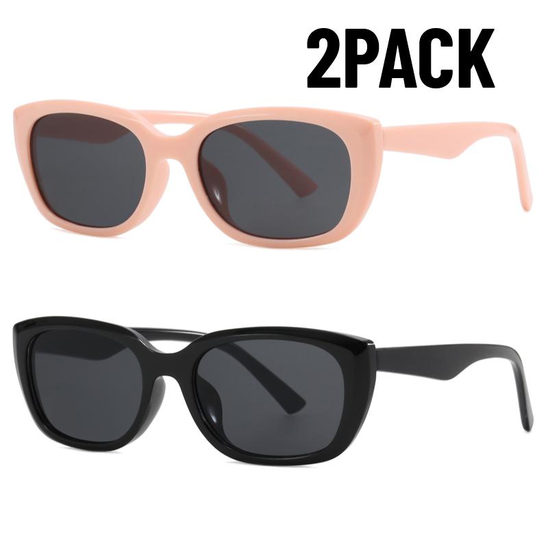 2PACK Retro Y2K Style Small Square Sunglasses Women Cat Eye Sunglasses Fashion Colorful Mirror Goggles Men Punk Sports Glasses