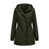 Damen Kapuzenjacke Mittellang Lässiger Lockerer Schnitt Windbreaker Mantel mit Verstellbarem Bundzug und Druckknopfleiste vorne