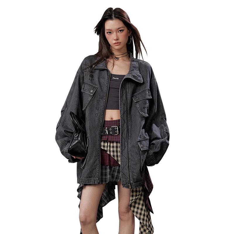 

UNIFREE Stand-Collar Denim Workwear Jacket S